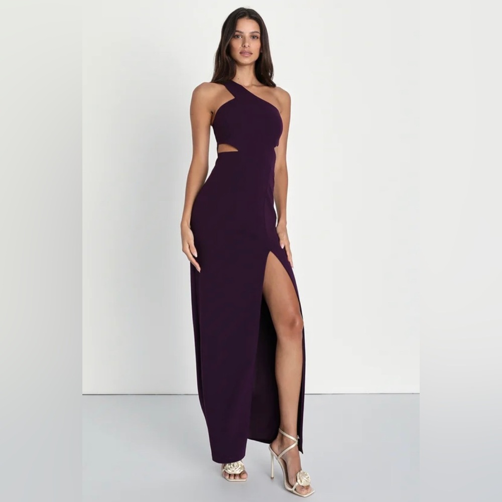 Lulus Show-Stopping Style Plum Purple One-Shoulder Cutout Maxi Dress